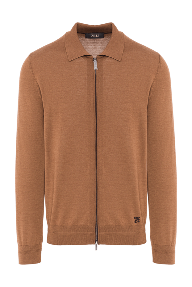 Zilli men's wool cardigan with added silk and a turn-down collar 193214 - photo 1