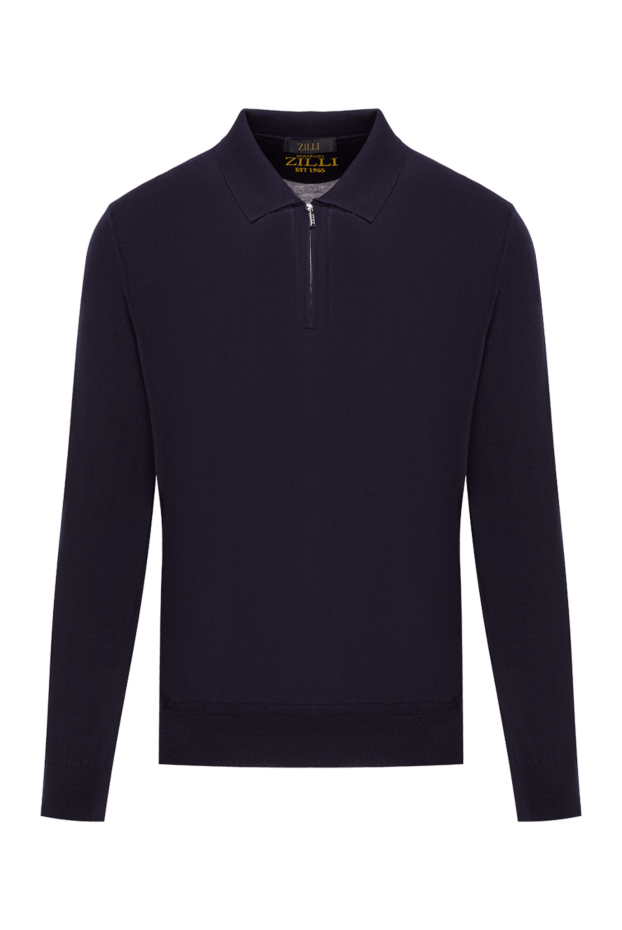 Zilli men's blue long sleeve polo shirt with zip closure 193216 - photo 1