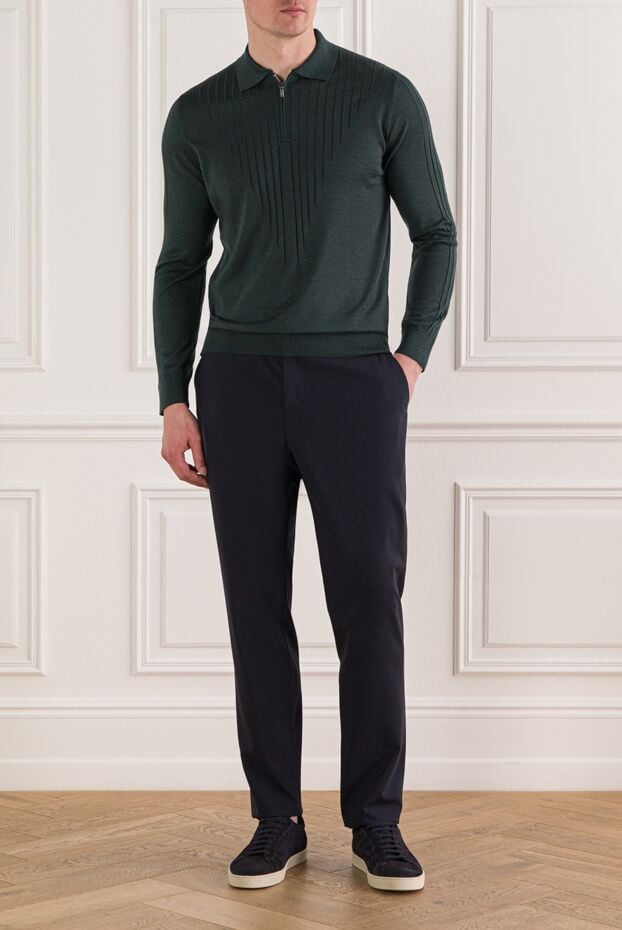Zilli men's long sleeve polo shirt dark green 193217 - photo 2