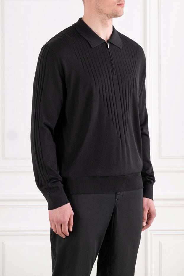 Zilli men's long sleeve polo shirt black 193218 - photo 3