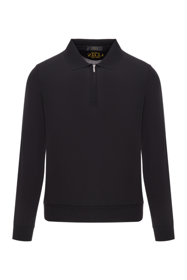 Zilli men's long-sleeved knit polo shirt black 193219 - photo 1