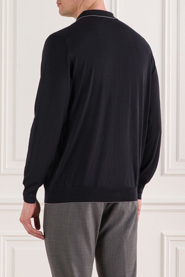 Svevo men's blue long sleeve polo shirt with textured ribbed knit 193226 - photo 2
