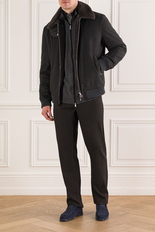 Seraphin dark gray men's cashmere jacket with fur 193269 - photo 2