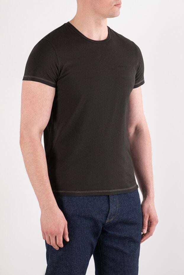 Balmain men's cotton brown fitted t-shirt 193277 - photo 2