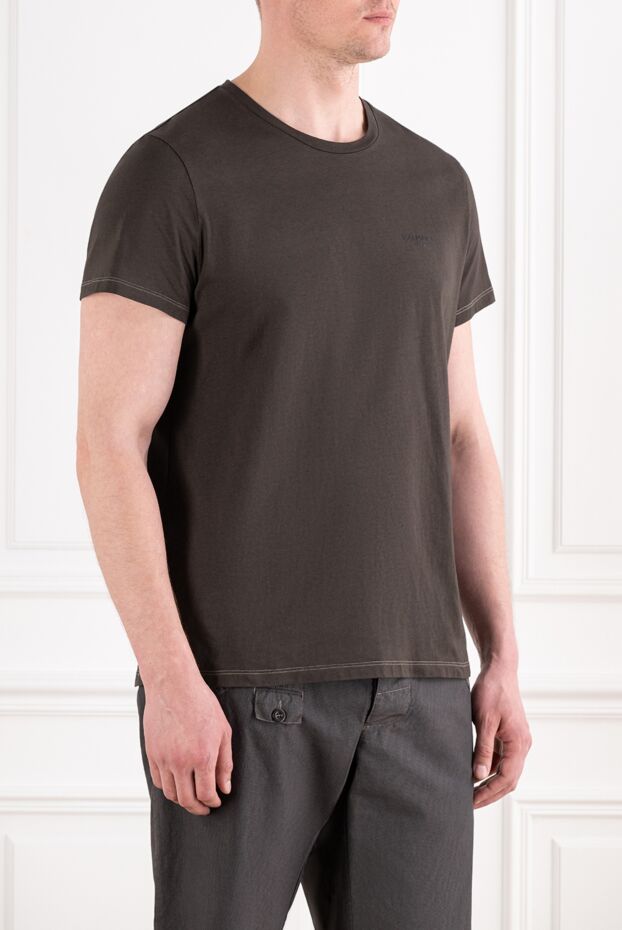 Balmain однотонная мужская футболка в шоколадном цвете из мягкого хлопка 193280 - фото 3