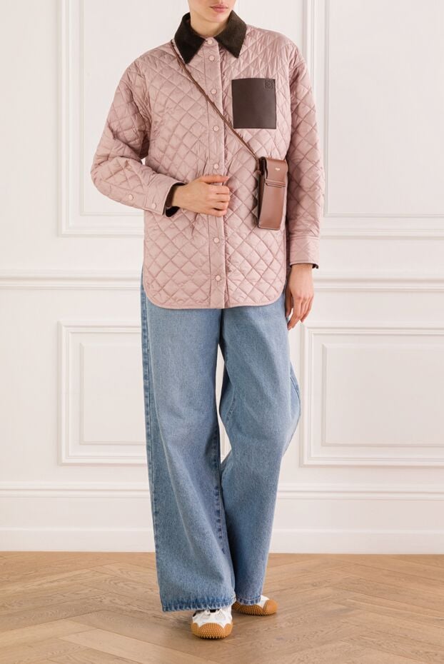 Loewe women's quilted shirt jacket with contrast pocket and collar 193313 - photo 2