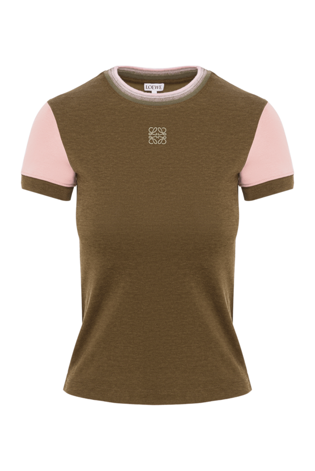 Loewe women's cotton t-shirt with contrast sleeves and embroidered logo 193315 - photo 1