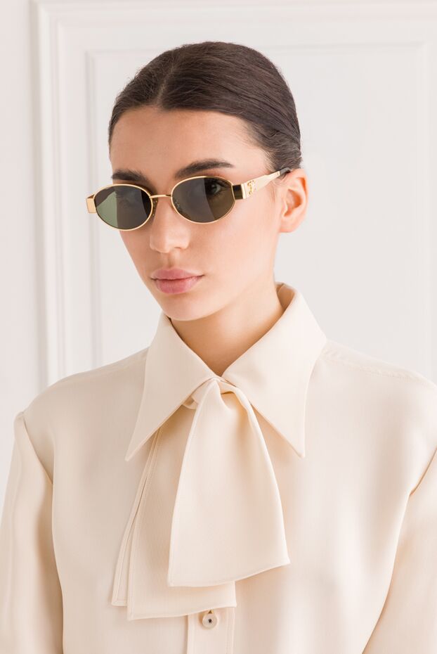 Celine women's sunglasses with gold metal frame and oval lenses 193320 - photo 3