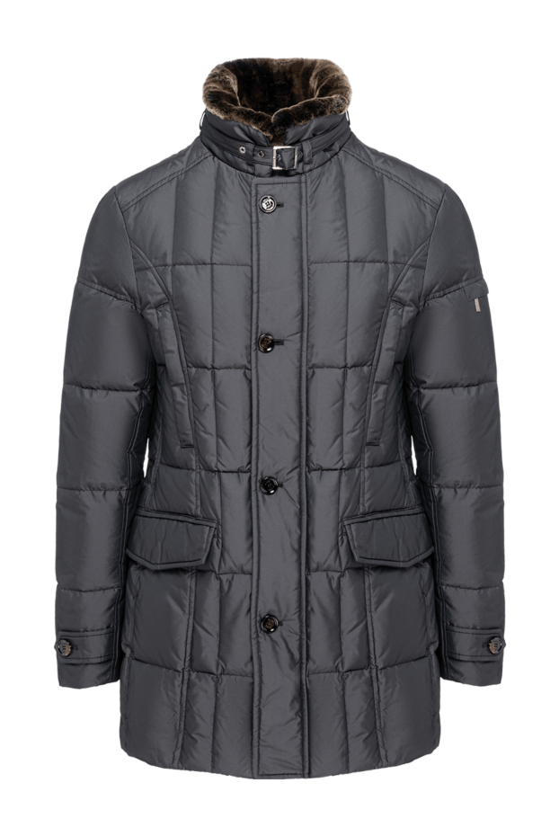 Moorer gray quilted down coat with a fur collar 193347 - photo 1