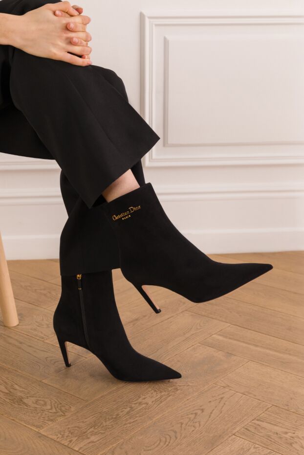 Dior my dior black goatskin suede heeled ankle boots 193348 - photo 3