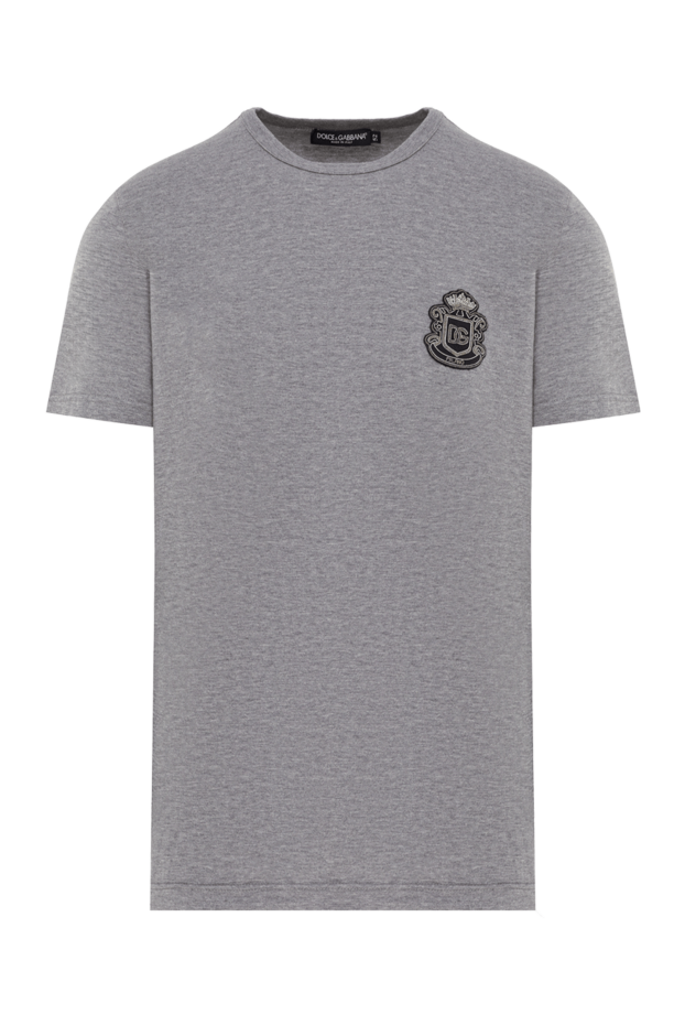 Dolce & Gabbana gray cotton jersey t-shirt with heraldic dg embroidery 193377 - photo 1