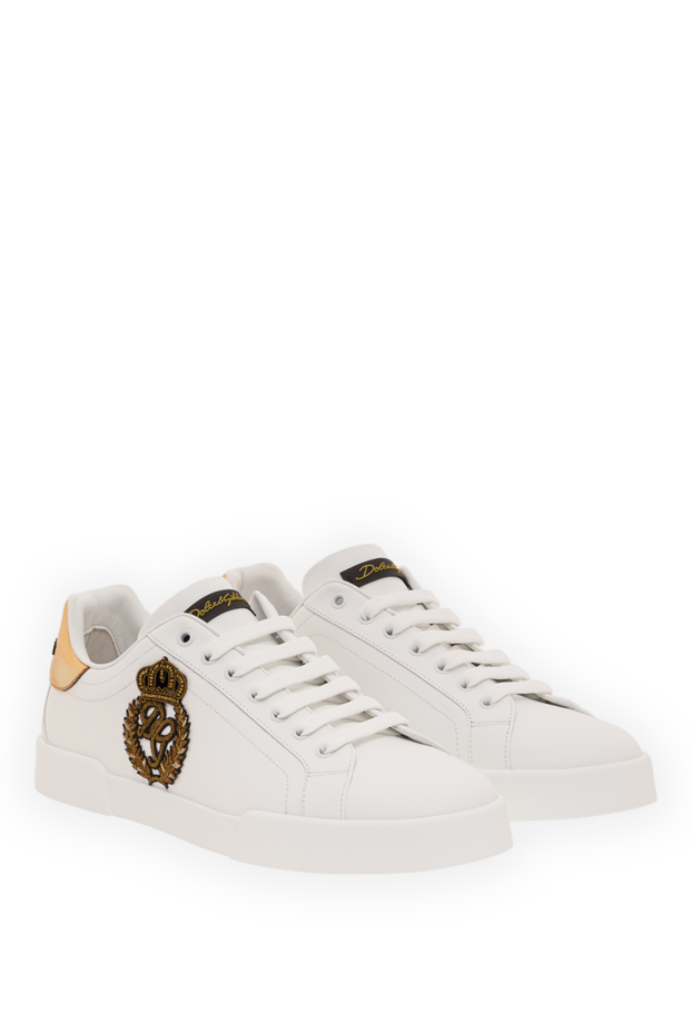 Dolce & Gabbana men's portofino white calfskin nappa leather sneakers 193386 - photo 3