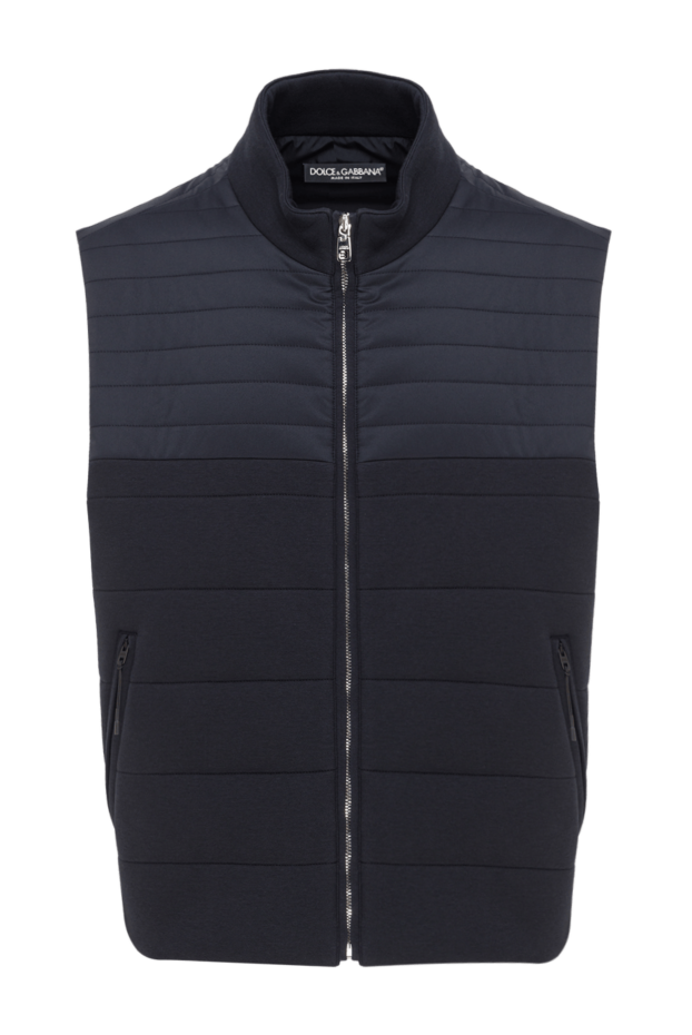 Dolce & Gabbana men's dark blue quilted vest with a stand-up collar 193393 - photo 1