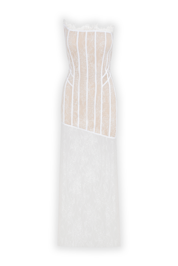 White lace bandeau maxi dress with corset detail - photo 1