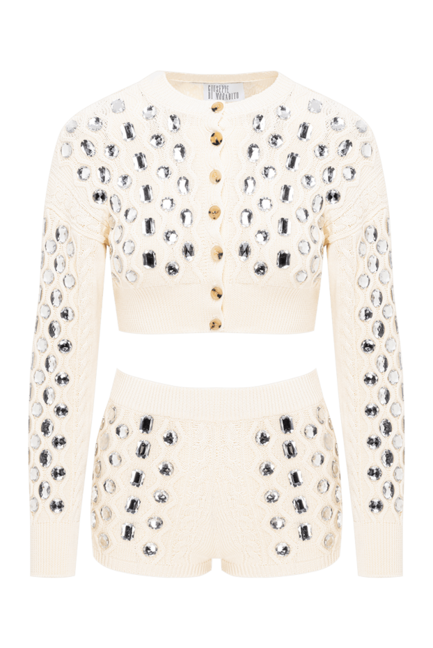 Women's knitted suit consisting of a cropped cardigan and short shorts - photo 1
