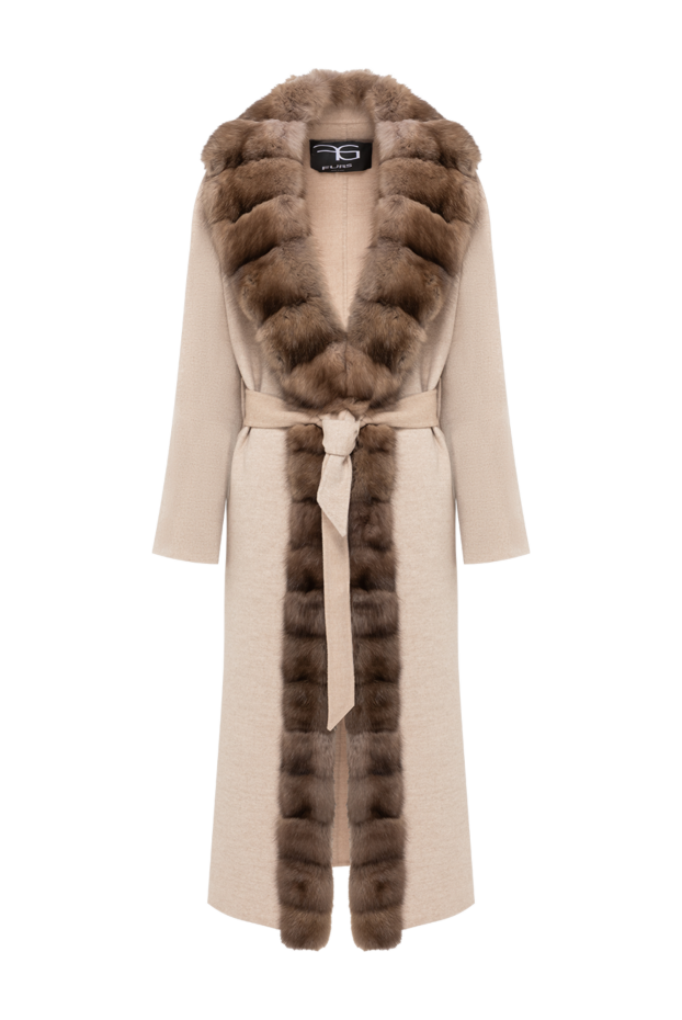 FG Furs long cashmere coat with sable fur in a sandy beige shade 193452 - photo 1