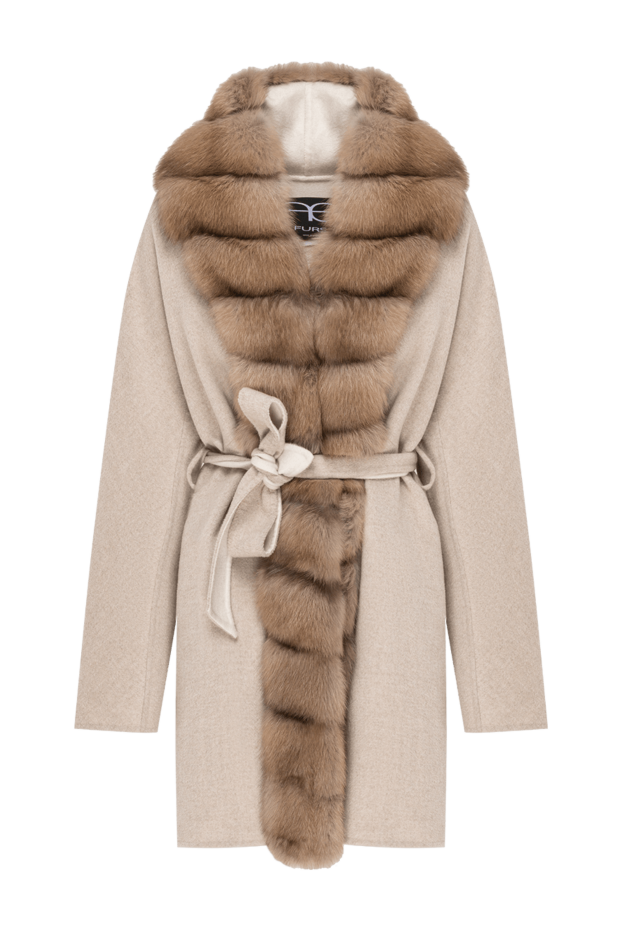 FG Furs beige cashmere coat with luxurious sable fur trim 193453 - photo 1