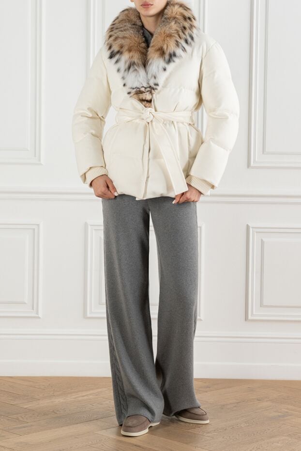 FG Furs a quilted down jacket made of matte fabric with a luxurious lynx shawl collar 193456 - photo 1