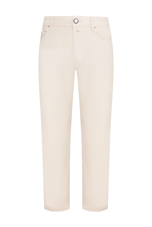 Jacob Cohen men's skinny jeans in beige with a printed pony patch 193482 - photo 1
