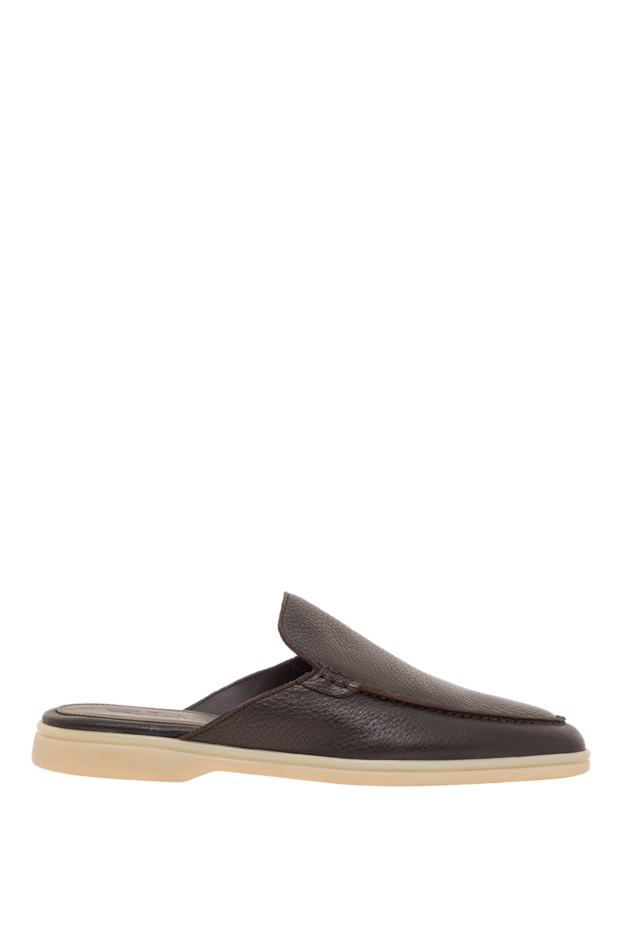 Cesare di Napoli women's brown grained leather mules 193495 - photo 1