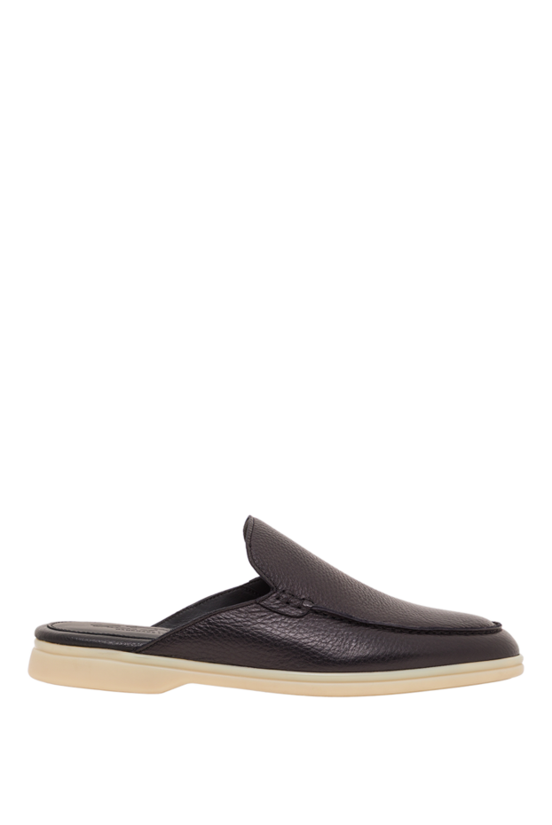 Cesare di Napoli black men's mules made of genuine grained leather 193498 - photo 1