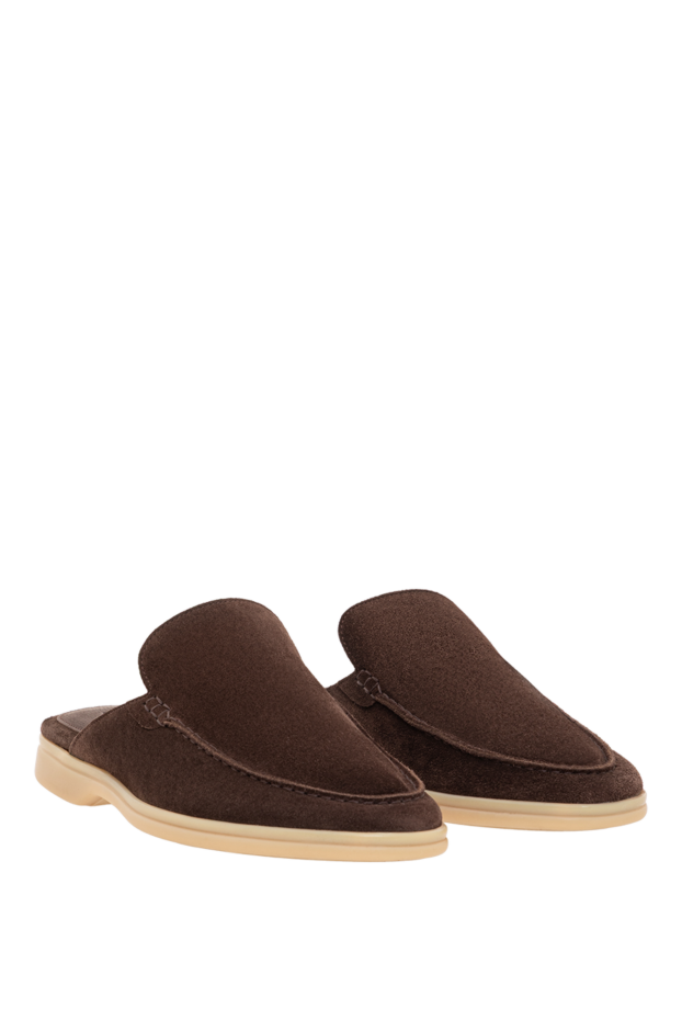 Cesare di Napoli brown suede mules with light soles 193501 - photo 3