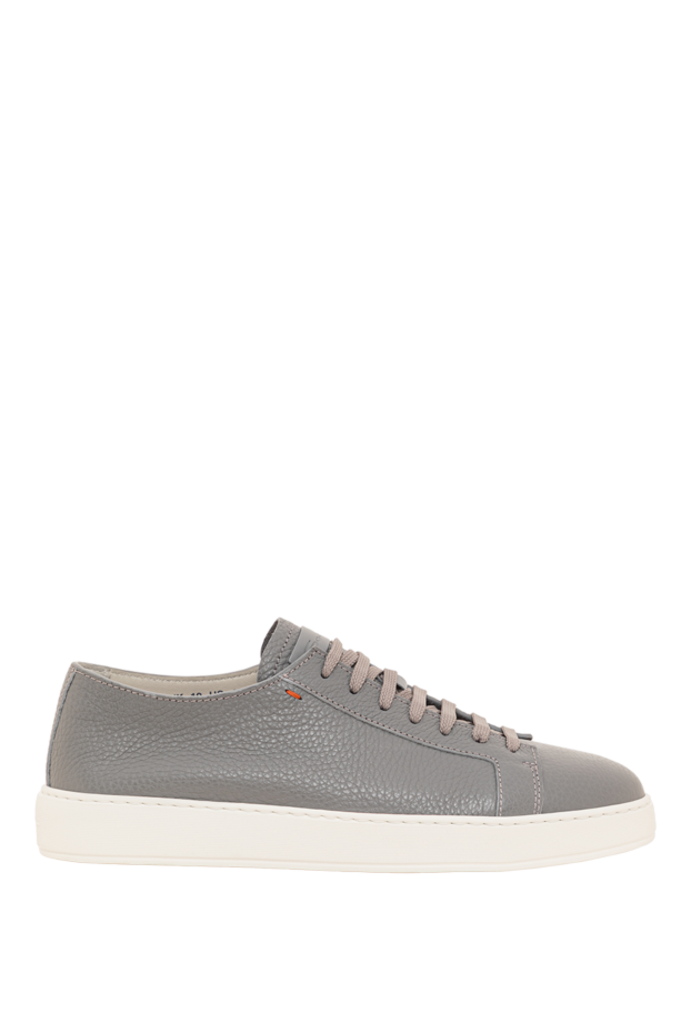 Santoni men's sneakers made of gray genuine leather with a white sole 193503 - photo 1