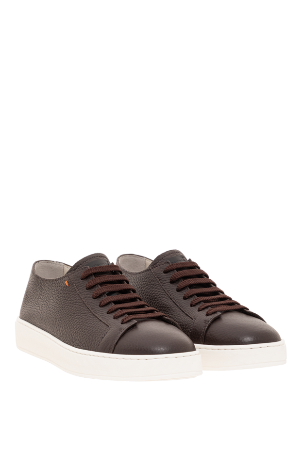 Santoni cleanic men's brown leather sneakers 193505 - photo 3