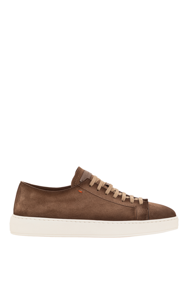 Santoni men's brown suede julien sneakers with a white sole 193506 - photo 1