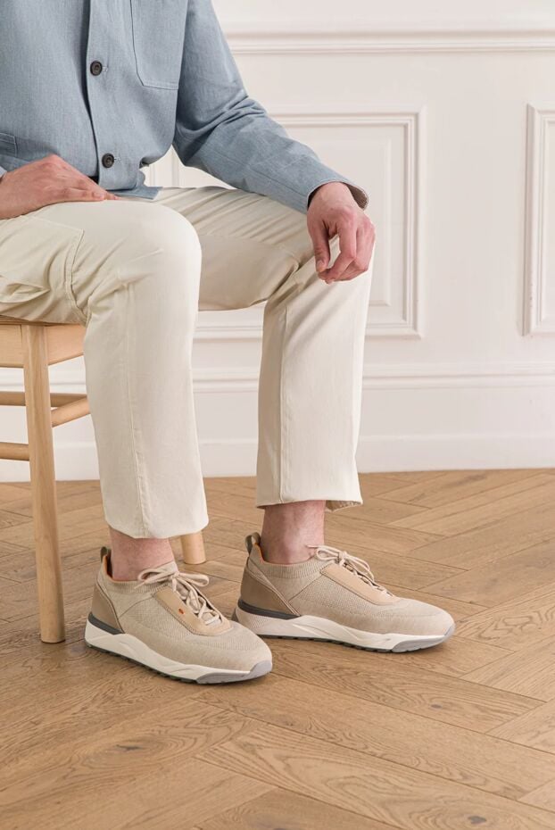 Santoni beige sneakers with orange trim 193510 - photo 2