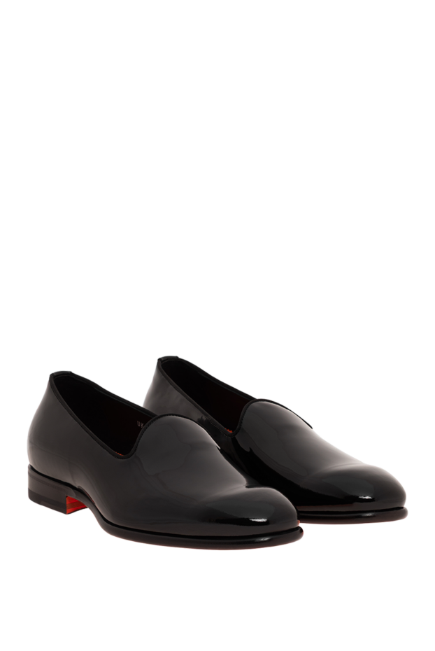 Santoni men's black patent leather loafers in a classic silhouette 193514 - photo 3