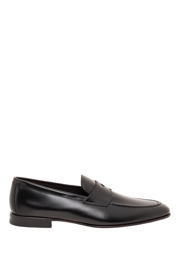 Santoni men's black leather loafers with a classic design 193515 - photo 1