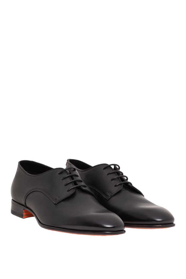 Santoni men's black leather derby shoes 193516 - photo 3