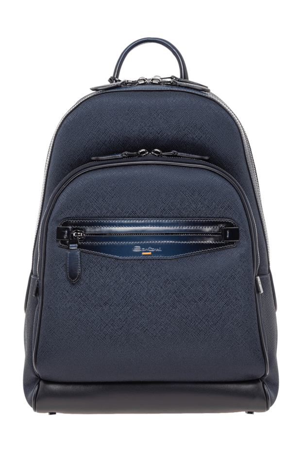 Santoni men's backpack made of genuine leather in deep dark blue 193518 - photo 1