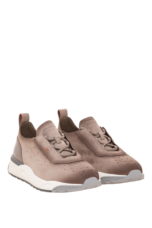 Santoni men's innova sneakers in beige made of high-quality nubuck 193524 - photo 3