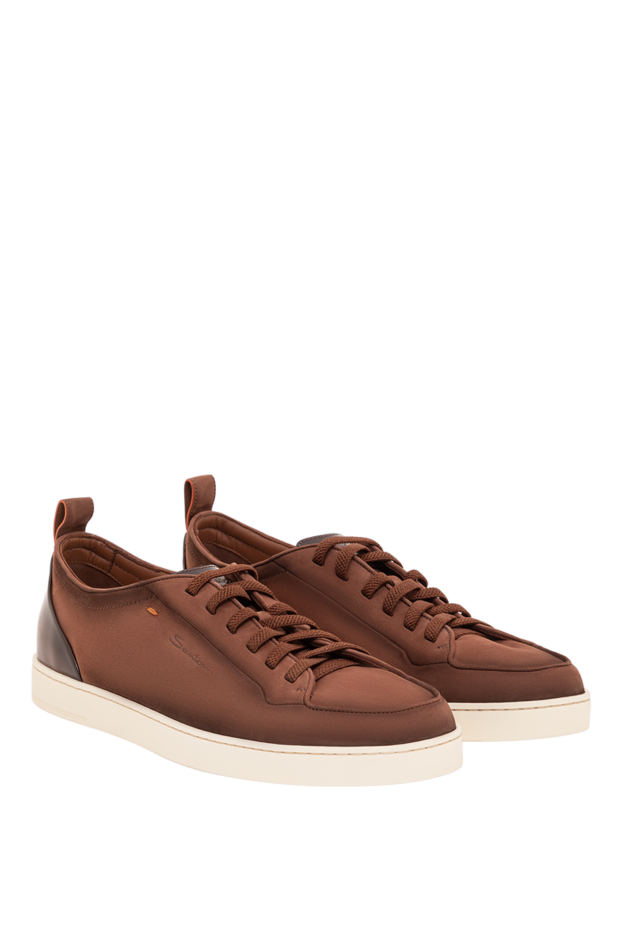 Santoni men's brown off-duty sneakers made of nubuck leather 193525 - photo 3