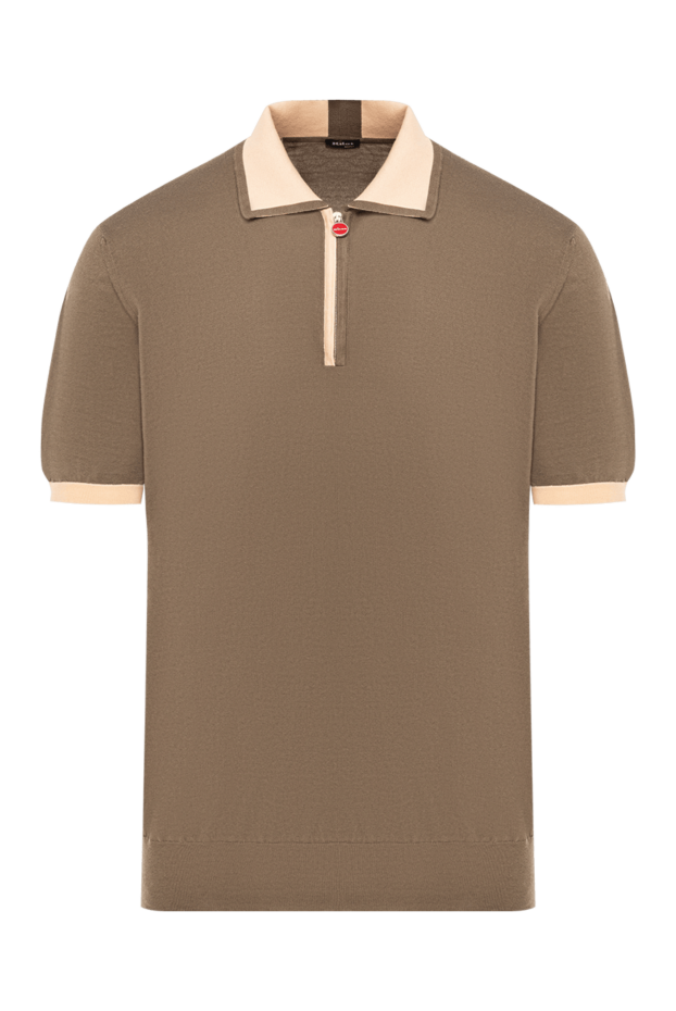 Kiton men's khaki knit polo shirt with contrast zip collar 193533 - photo 1