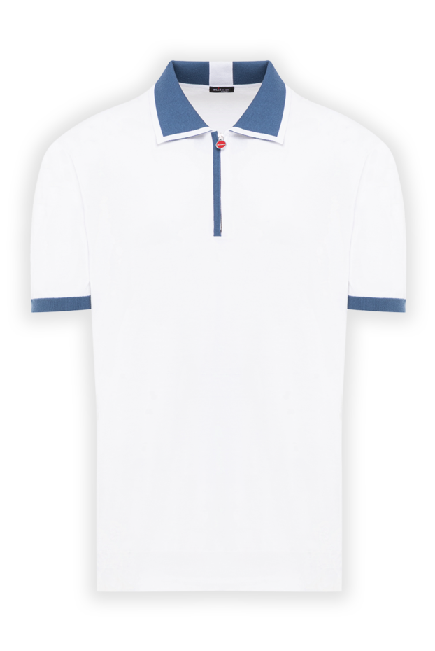 Kiton men's white polo shirt with contrasting blue zip trim 193535 - photo 1