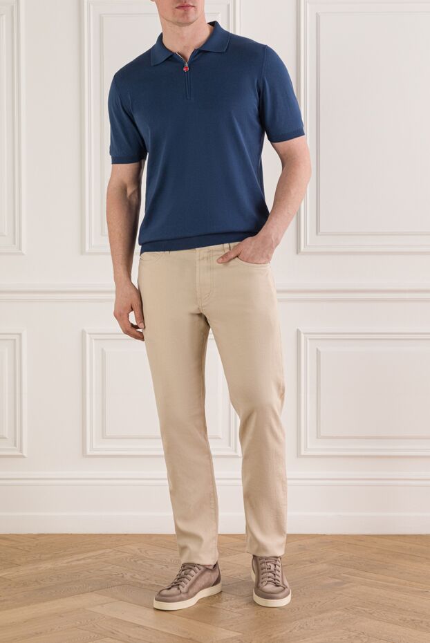 Kiton men's blue knitted polo shirt with a zipper 193537 - photo 2