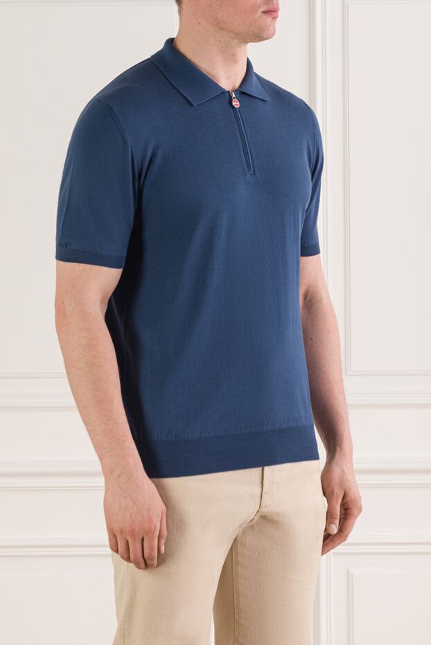 Kiton men's blue knitted polo shirt with a zipper 193537 - photo 3