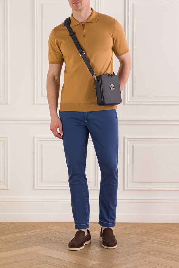 Kiton men's mustard-colored knitted polo shirt with a zipper 193540 - photo 2