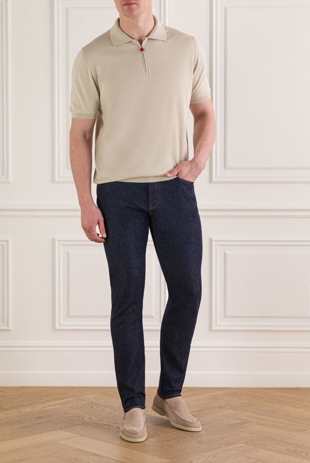 Kiton men's milky white cotton polo shirt 193541 - photo 2