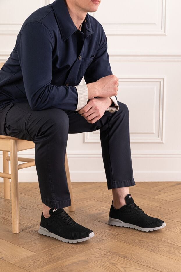 Kiton black men's knit sneakers with a grey sole 193551 - photo 2