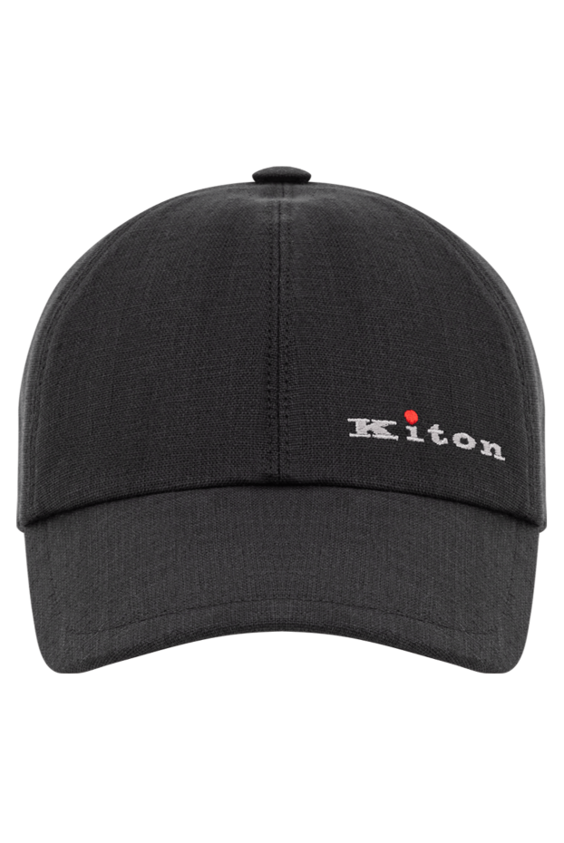 Kiton men's black linen baseball cap with logo embroidery 193553 - photo 1