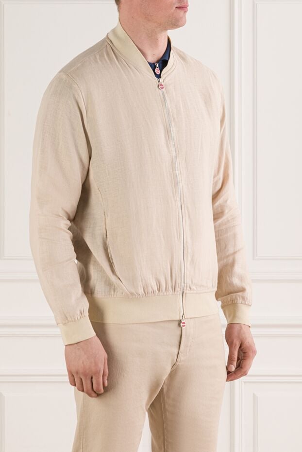 Kiton beige men's linen bomber jacket with knit cuffs 193556 - photo 2