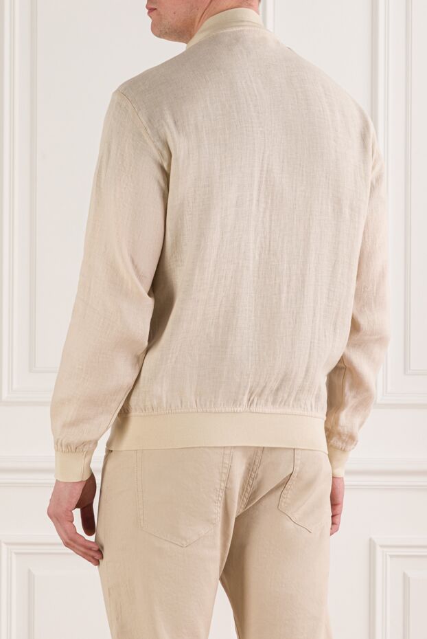Kiton beige men's linen bomber jacket with knit cuffs 193556 - photo 3