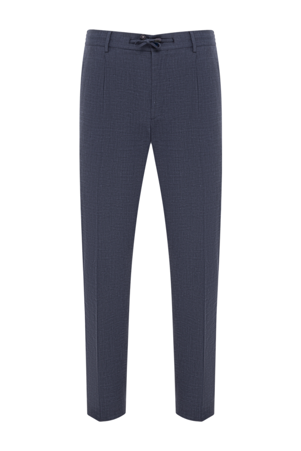 Stefano Ricci dark blue trousers with textured weave and a drawstring waistband 193567 - photo 1