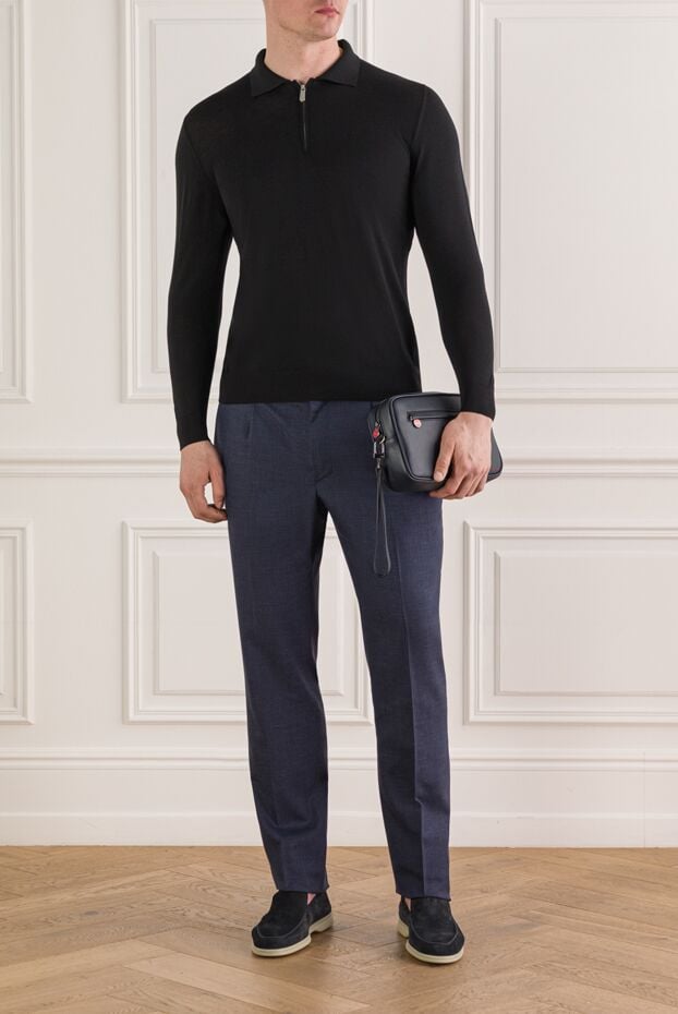 Stefano Ricci dark blue trousers with textured weave and a drawstring waistband 193567 - photo 2