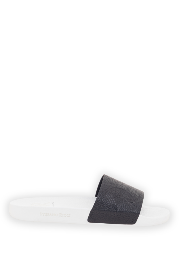 Stefano Ricci men's leather flip-flops with a black leather upper and white sole 193573 - photo 1