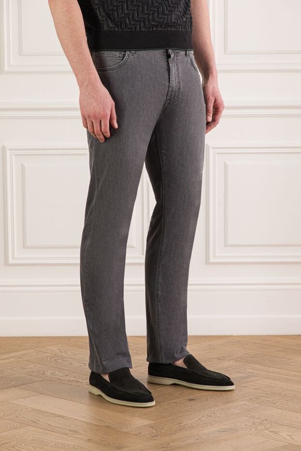 Stefano Ricci men's gray jeans with eagle head embroidery on the right pocket 193577 - photo 3